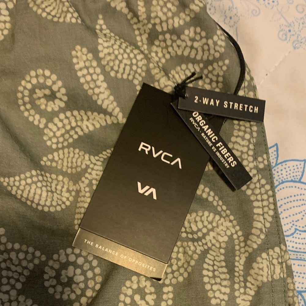 RVCA Olive Leaf Print Swim Shorts - Picture 2 of 4